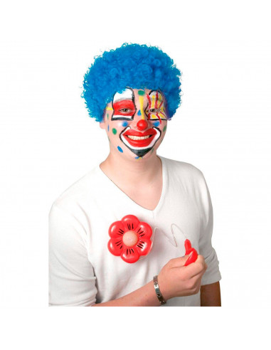 Tradineur - Flor de payaso de plástico con chorro de agua, complementos de disfraces de adulto, carnaval, halloween, circo, fies
