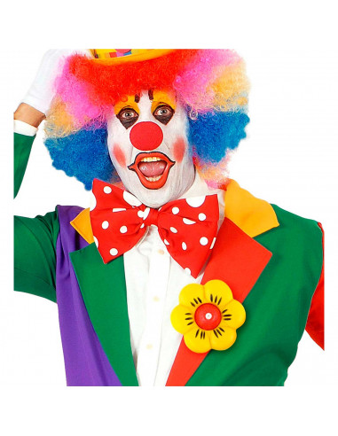 Tradineur - Flor de payaso de plástico con chorro de agua, complementos de disfraces de adulto, carnaval, halloween, circo, fies