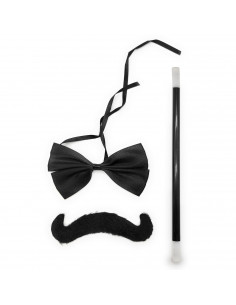 Set de mago, incluye varita, pajarita y bigote, complementos de disfraces, carnaval, halloween, magia, fiestas, cumpleaños, negr