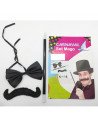 Set de mago, incluye varita, pajarita y bigote, complementos de disfraces, carnaval, halloween, magia, fiestas, cumpleaños, negr