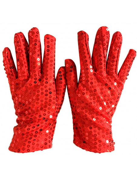 Guantes cortos con lentejuelas, 100% poliéster, complementos de disfraz, carnaval, halloween, cosplay, fiestas, cumpleaños (Rojo Guantes cortos con lentejuelas, 100% poliéster, complementos de disfraz, carnaval, halloween, cosplay, fiestas, cumpleaños (Rojo