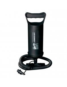 Tradineur - Hinchador manual 30 cm. Bomba inflado, inflador rápido con manguera flexible y 3 adaptadores de válvula, playa, pisc