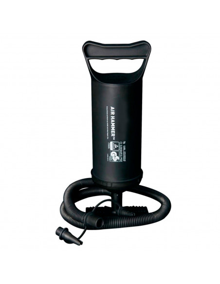 Tradineur - Hinchador manual 30 cm. Bomba inflado, inflador rápido con manguera flexible y 3 adaptadores de válvula, playa, pisc