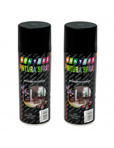 Montoro - Pack de 2 botes de pintura en spray Gres Negro Mate A48, 400 ml. Válido para multitud de materiales en interiores y ex