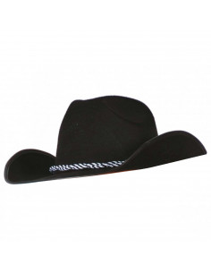 Clásico sombrero de vaquero de plástico y tela color negro para jóvenes y adultos para carnaval, halloween y celebraciones. Tama