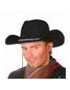 Clásico sombrero de vaquero de plástico y tela color negro para jóvenes y adultos para carnaval, halloween y celebraciones. Tama