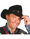 Clásico sombrero de vaquero de plástico y tela color negro para jóvenes y adultos para carnaval, halloween y celebraciones. Tama