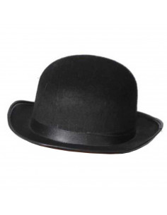 Sombrero de bombín clásico de plástico y tela color negro para jóvenes y adultos para carnaval, halloween y celebraciones. Tamañ
