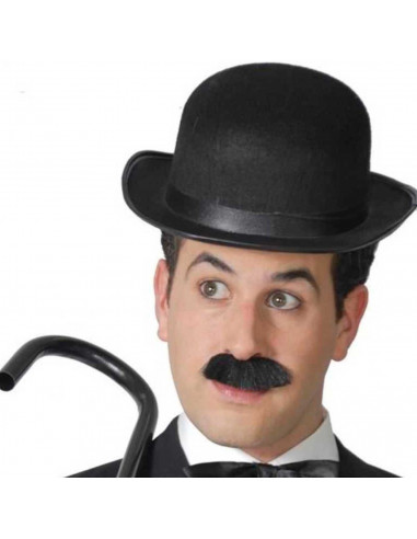 Sombrero de bombín clásico de plástico y tela color negro para jóvenes y adultos para carnaval, halloween y celebraciones. Tamañ