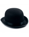 Sombrero de bombín clásico de plástico y tela color negro para jóvenes y adultos para carnaval, halloween y celebraciones. Tamañ