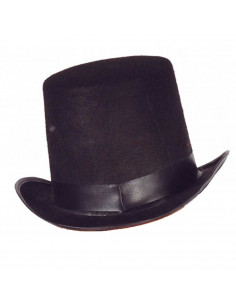 Clásico sombrero chistera alta de fieltro color negro para jóvenes y adultos para carnaval, halloween y celebraciones. Tamaño 18