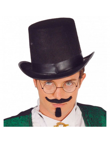 Clásico sombrero chistera alta de fieltro color negro para jóvenes y adultos para carnaval, halloween y celebraciones. Tamaño 18