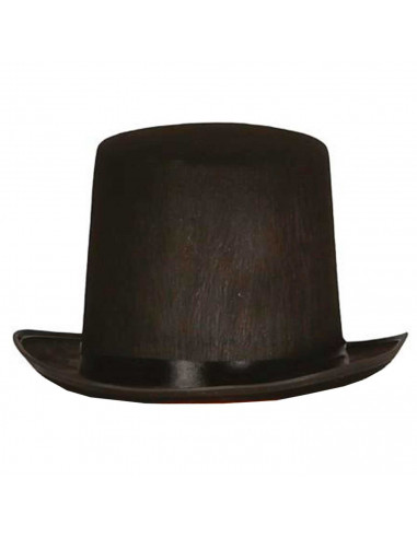 Clásico sombrero chistera alta de fieltro color negro para jóvenes y adultos para carnaval, halloween y celebraciones. Tamaño 18