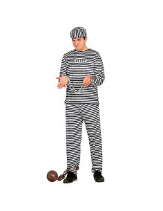 Disfraz prisionero en blanco y negro para adultos y jovenes para carnavales, halloween y celebraciones, talla unica.