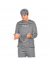 Disfraz prisionero en blanco y negro para adultos y jovenes para carnavales, halloween y celebraciones, talla unica.