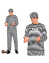 Disfraz prisionero en blanco y negro para adultos y jovenes para carnavales, halloween y celebraciones, talla unica.