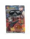 Magnífico set de vaquero del western con revolver, balas, 3 placas, cantimplora y antifaz, pistola de 8 x 19 x 2 cm