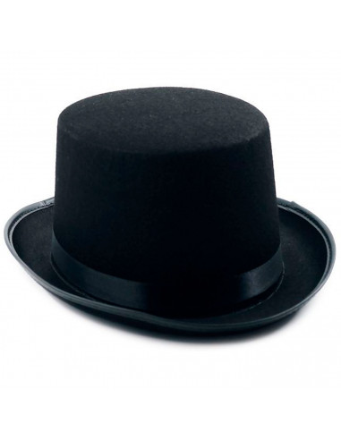 Clásica chistera infantil de fieltro color negro para jóvenes y adultos. Complemento para carnaval, halloween y celebraciones. T