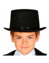 Clásica chistera infantil de fieltro color negro para jóvenes y adultos. Complemento para carnaval, halloween y celebraciones. T