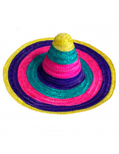 Tradineur - Clásico sombrero mexicano multicolor para jóvenes y adultos. Carnaval, halloween y celebraciones. Tamaño: 50 x 20 cm
