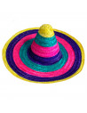 Tradineur - Clásico sombrero mexicano multicolor para jóvenes y adultos. Carnaval, halloween y celebraciones. Tamaño: 50 x 20 cm