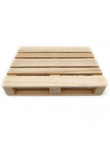Tradineur - Pack de 6 bandejas de madera estilo palet multiusos 17,6 x 11,3 x 3 cm. Posavasos, tabla, plato ideal para servir ta