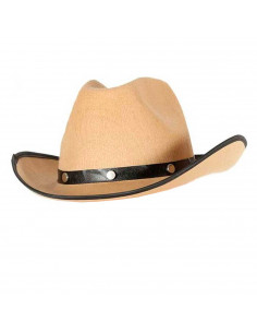 Clásico sombrero de vaquero de fieltro color marrón para jóvenes y adultos. Complemento para carnaval,halloween y celebraciones.