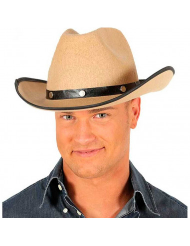 Clásico sombrero de vaquero de fieltro color marrón para jóvenes y adultos. Complemento para carnaval,halloween y celebraciones.