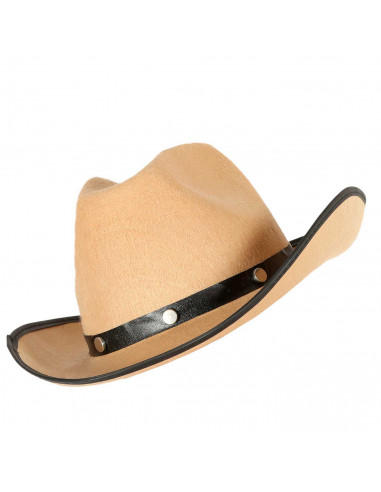 Clásico sombrero de vaquero de fieltro color marrón para jóvenes y adultos. Complemento para carnaval,halloween y celebraciones.