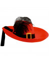 Tradineur - Sombrero de mosquetero de fieltro con banda y hebilla dorada para jóvenes y adultos. Complemento para carnaval, hall