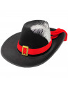 Tradineur - Sombrero de mosquetero de fieltro con banda y hebilla dorada para jóvenes y adultos. Complemento para carnaval, hall