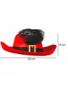 Tradineur - Sombrero de mosquetero de fieltro con banda y hebilla dorada para jóvenes y adultos. Complemento para carnaval, hall