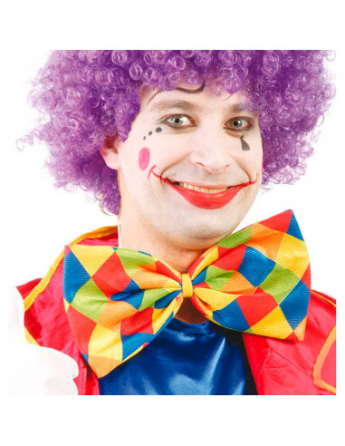 Pajarita de payaso de múltiples colores para jóvenes y adultos para complementar disfraces en carnavales, halloween y celebracio