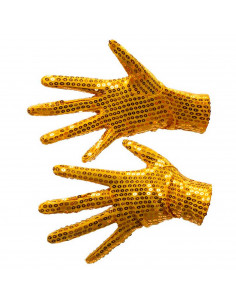Guantes cortos, lentejuelas, 100% poliéster, complementos de disfraz, carnaval, halloween, cosplay, fiestas, cumpleaños (Amarill