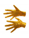 Guantes cortos, lentejuelas, 100% poliéster, complementos de disfraz, carnaval, halloween, cosplay, fiestas, cumpleaños (Amarill