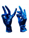 Guantes cortos 100% poliéster con lentejuelas, complementos de disfraz, carnaval, halloween, cosplay, fiestas, cumpleaños (Azul,