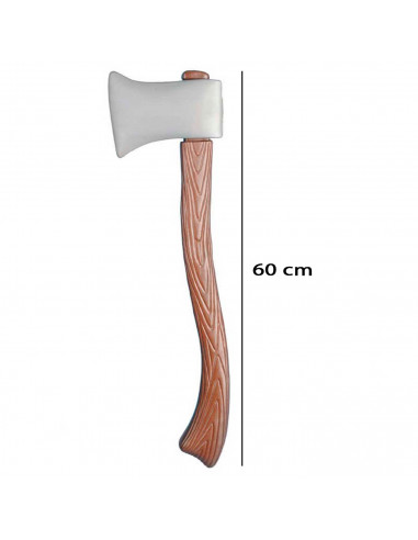 Clásico hacha con diseño de madera de plástico para jóvenes y adultos, complemento para carnaval, halloween y celebraciones. Tam