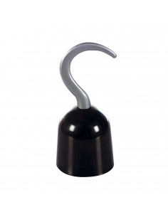 Tradineur - Garfio pirata de plástico color negro para jóvenes y adultos, complemento para carnaval, halloween y celebraciones.
