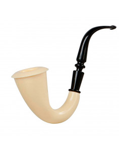 Clásica pipa de detective de plástico color crema y negro para niños, combinar con disfraces para jugar. Tamaño: 16 x 5 x 16 cm