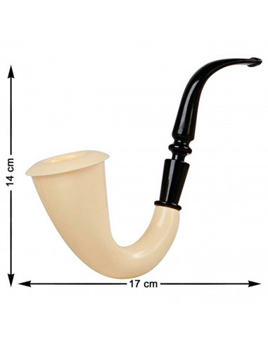 Clásica pipa de detective de plástico color crema y negro para niños, combinar con disfraces para jugar. Tamaño: 16 x 5 x 16 cm