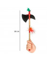 Hacha de indio de madera con plumas para jóvenes y adultos, complemento para carnaval, halloween y celebraciones. Tamaño: 38 x 1