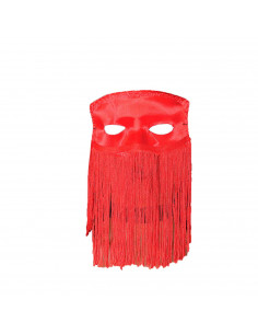 Antifaz de flecos de color rojo para jóvenes y adultos, complemento para carnaval, halloween y celebraciones. Tamaño: 10 x 20 x