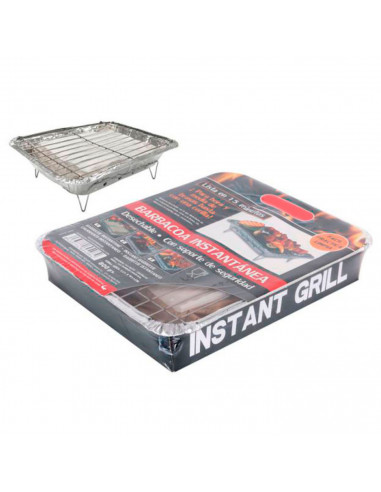 Barbacoa instantánea desechable 25 x 31 cm. Parrilla para barbacoa con soporte de seguridad para camping, picnic, excursiones, 8