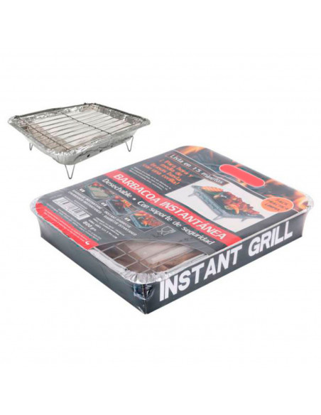 Barbacoa instantánea desechable 25 x 31 cm. Parrilla para barbacoa con soporte de seguridad para camping, picnic, excursiones, 8