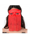 Antifaz de flecos de color rojo para jóvenes y adultos, complemento para carnaval, halloween y celebraciones. Tamaño: 10 x 20 x