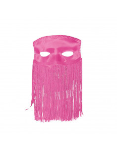 Antifaz flecos de color rosa para jóvenes y adultos, complemento para carnaval, halloween y celebraciones. Tamaño: 10 x 20 x 3 c