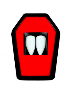 Colmillos de vampiro con adhesivo para jóvenes y adultos, complemento para carnaval, halloween y celebraciones. Tamaño: 6 x 4 x