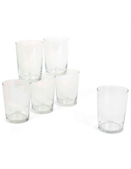 Tradineur - Juego de 12 vasos, 50 cl "Bodega", pack vasos de cristal templado, resistente, ligero, aptos para lavavajillas, 12 x