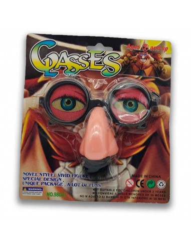 Gafas con nariz y mostacho color piel para carnaval, halloween y celebraciones, tamaño 11 x 14 x 5 cm
