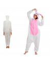 Disfraz de conejo color blanco con detalles en rosa para jóvenes y adultos para carnaval, halloween, celebraciones, talla L